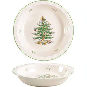 SPODE Christmas Tree Pie Dish 10 inch NWT